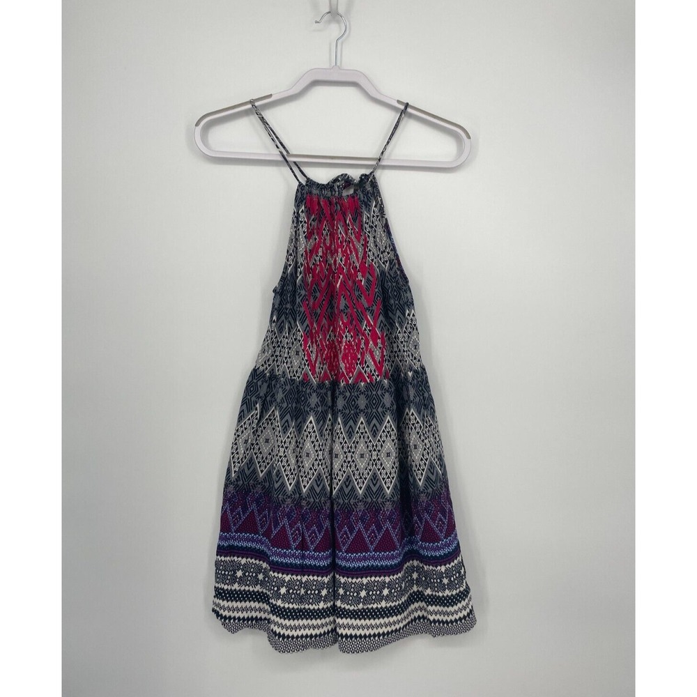 THML Dress Womens Small Blue Sleeveless Geometric Sundress Festival